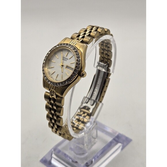 Citizen Ladies\' Watch 27mm Gold Tone Crystal Bezel. New Battery 6.5\